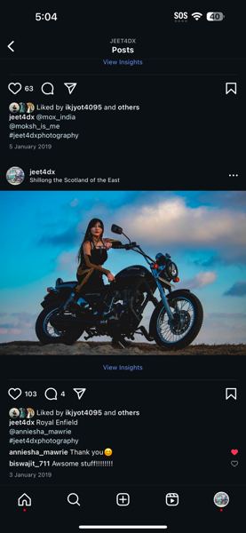 Instagram post of a motorcycle portrait
